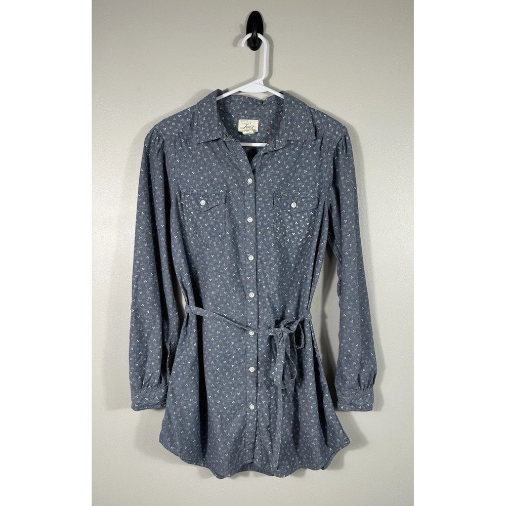 Levis Shirt Dress Womens Medium Blue Cotton Roll Tab Cotton Tie Western‎ Cottage